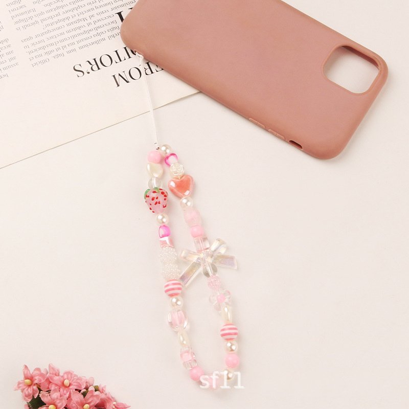 LUOYAN Fashionable Beaded Women's Cellphone Straps Lovely Mobile Phone Chains Car Key Wristlet Strap Phone Charms