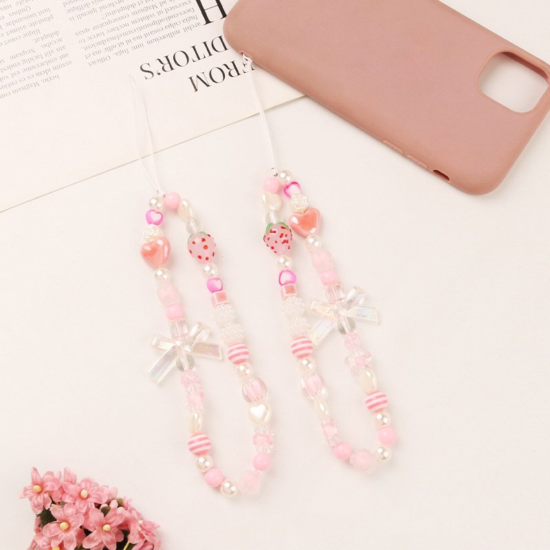 LUOYAN Fashionable Beaded Women's Cellphone Straps Lovely Mobile Phone Chains Car Key Wristlet Strap Phone Charms