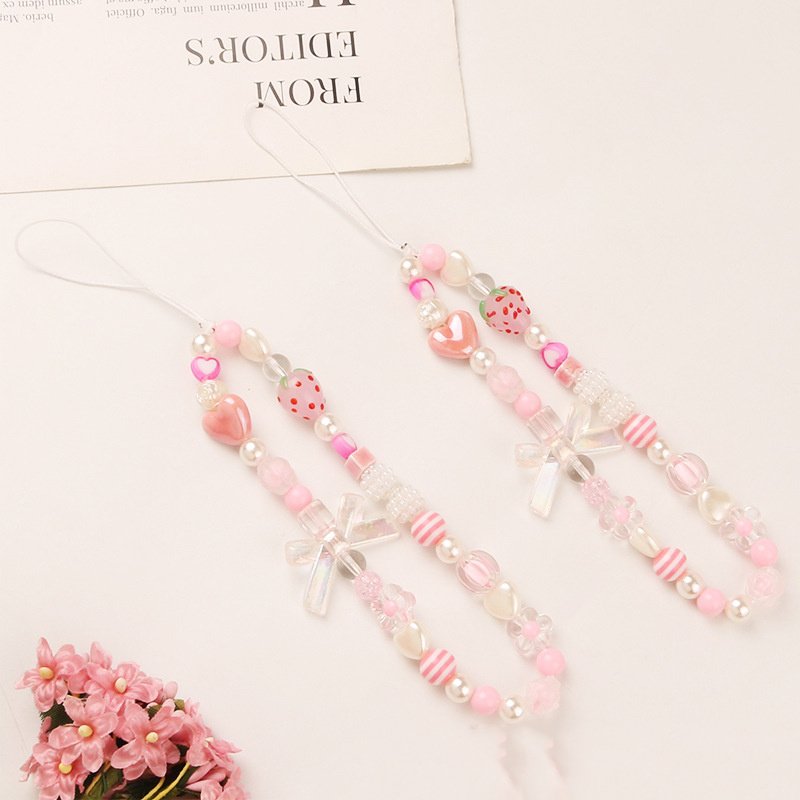 LUOYAN Fashionable Beaded Women's Cellphone Straps Lovely Mobile Phone Chains Car Key Wristlet Strap Phone Charms