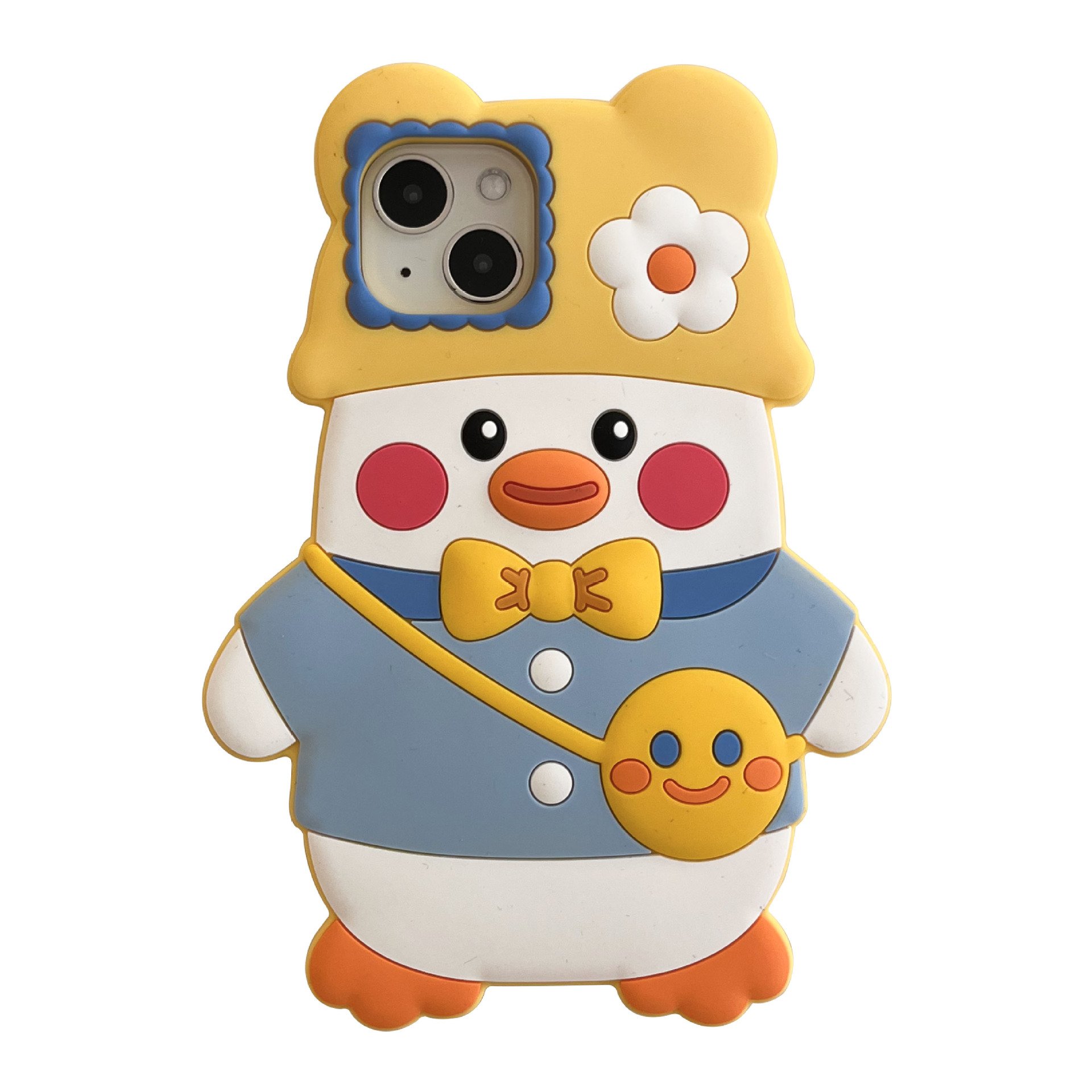 Cute Duck Backpack Design For iPhone 15 Pro Max 12 Phone Case Soft Stand Women's Korean Style 11 Day Trip Mobile Cover