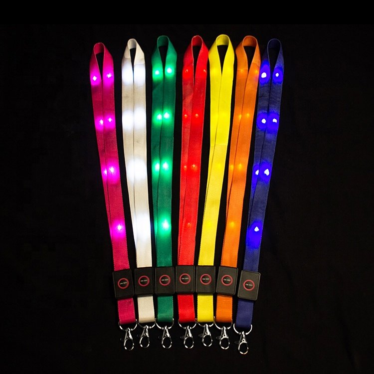 New Arrival LED Light Up Flashing Cruise Lanyards Keychain Key Holder Neck Straps Necklace Nylon Lanyard