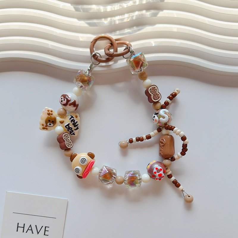 2024 New Beaded Mobile Phone Chain DIY Pearl Pendant Jewelry with UV Printed Crystal Cellphone Chains