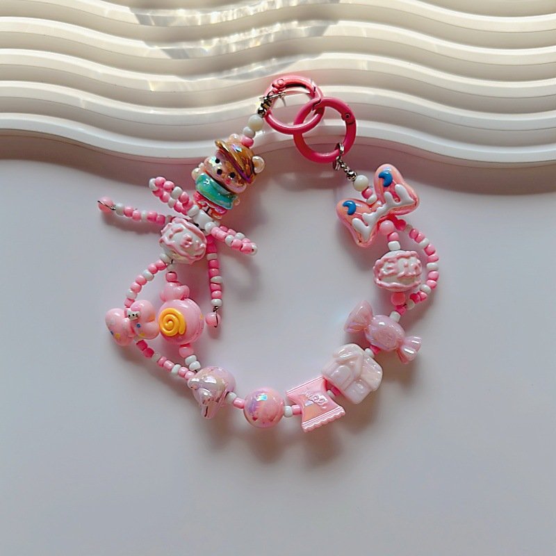 2024 New Beaded Mobile Phone Chain DIY Pearl Pendant Jewelry with UV Printed Crystal Cellphone Chains