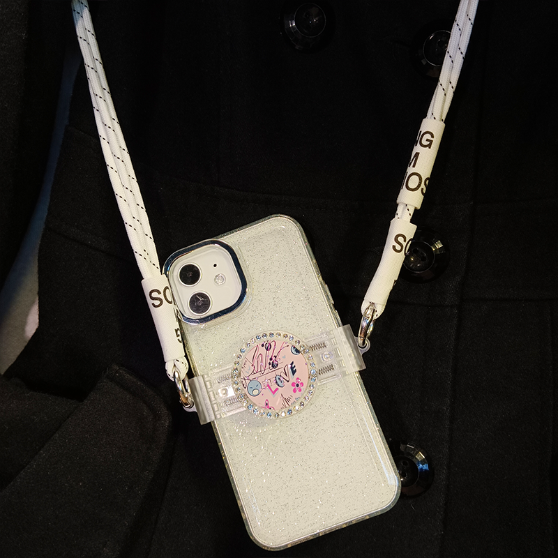mobile phone lanyard, long and short accessories, shrink phone elastic hanging rope, cute bag hanging rope phone accessories