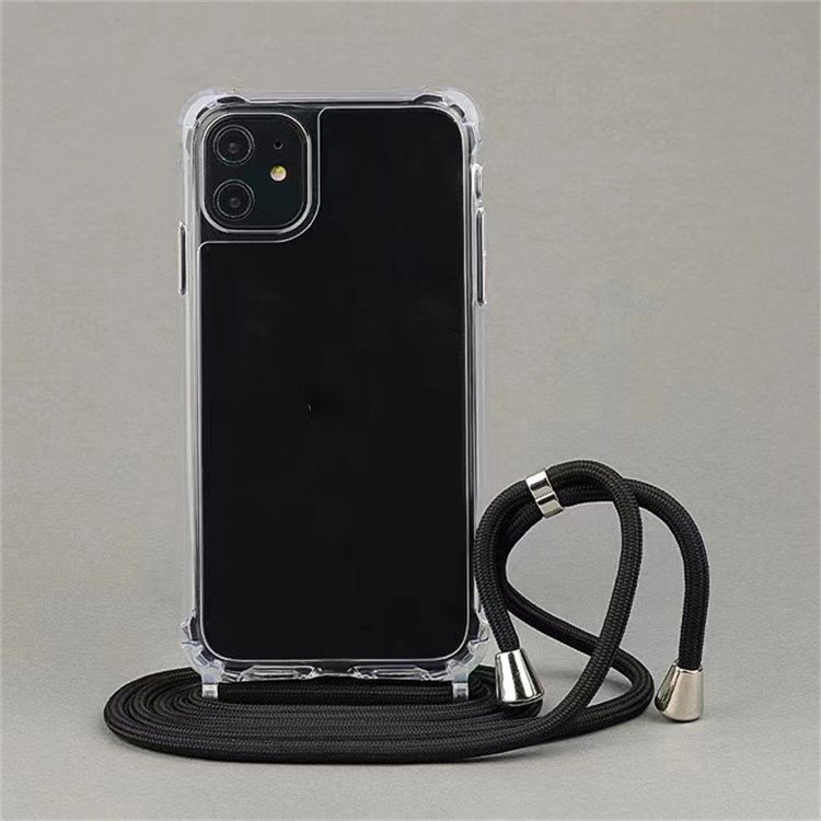 Transparent Crossbody necklace cord lanyard hard soft case for iphone 15 Pro Max 14 13 12 11 XR 8 7 Plus simple anti-lost Cover