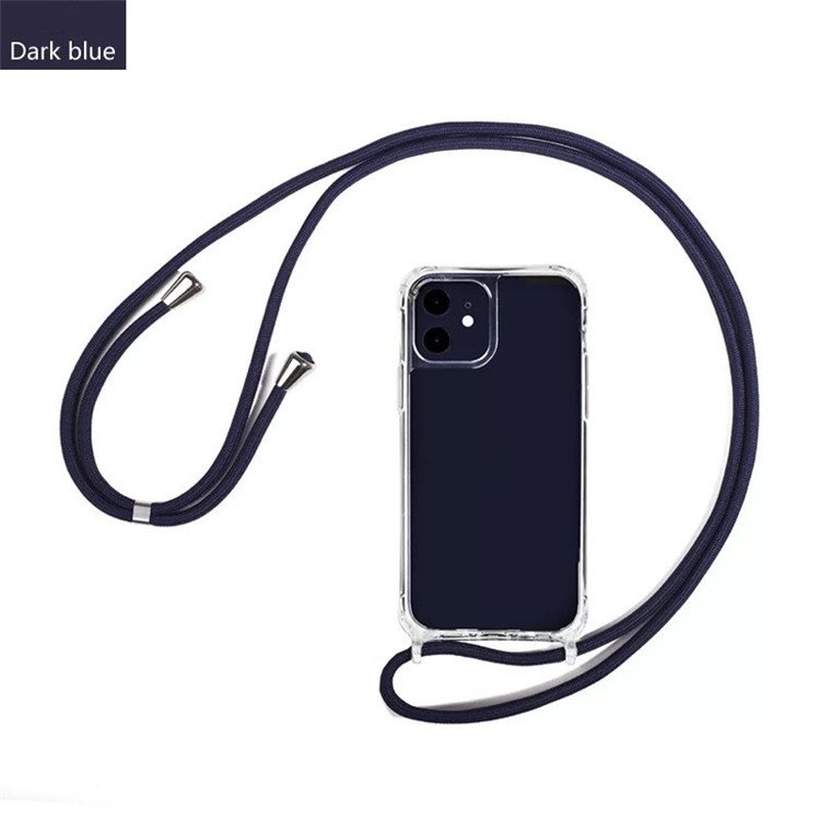 Transparent Crossbody necklace cord lanyard hard soft case for iphone 15 Pro Max 14 13 12 11 XR 8 7 Plus simple anti-lost Cover