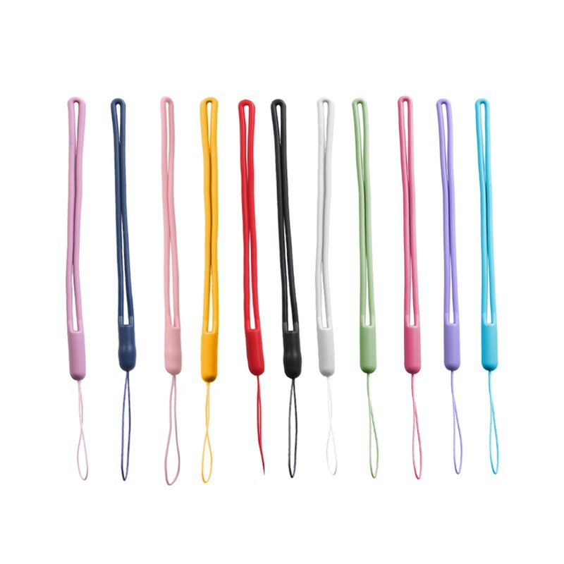 Simple Macaron Lanyard Solid Colors Silicone Wrist Rope Anti-loss Mobile Phone Sling Key Chain Pendant