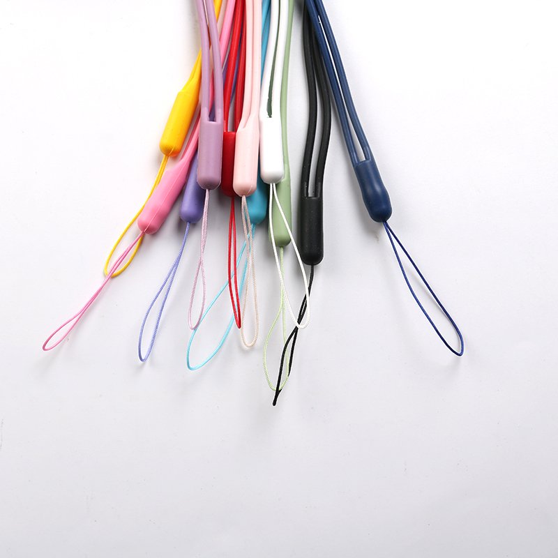 Simple Macaron Lanyard Solid Colors Silicone Wrist Rope Anti-loss Mobile Phone Sling Key Chain Pendant