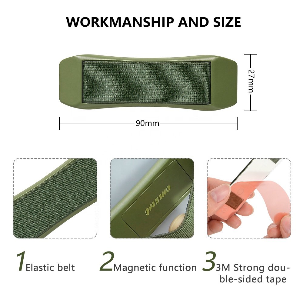 Universal mobile phone fabric finger sticky strap with 3M glue and soft elastic belt sticking on the back of cell phone