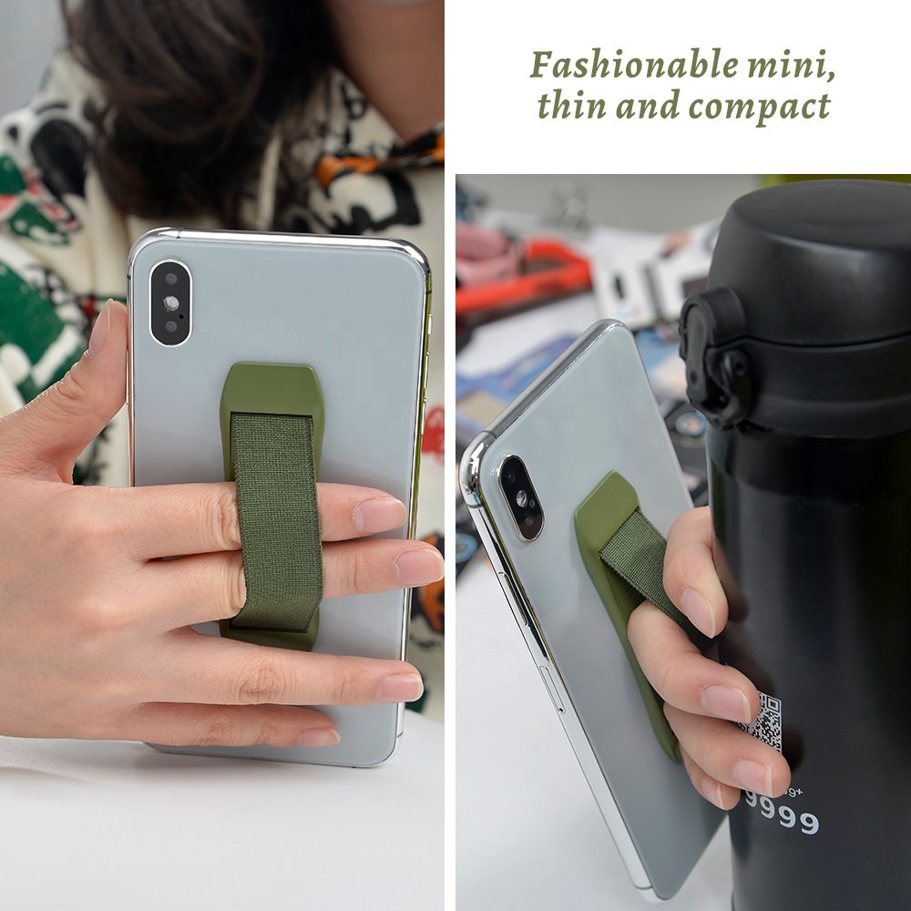Universal mobile phone fabric finger sticky strap with 3M glue and soft elastic belt sticking on the back of cell phone