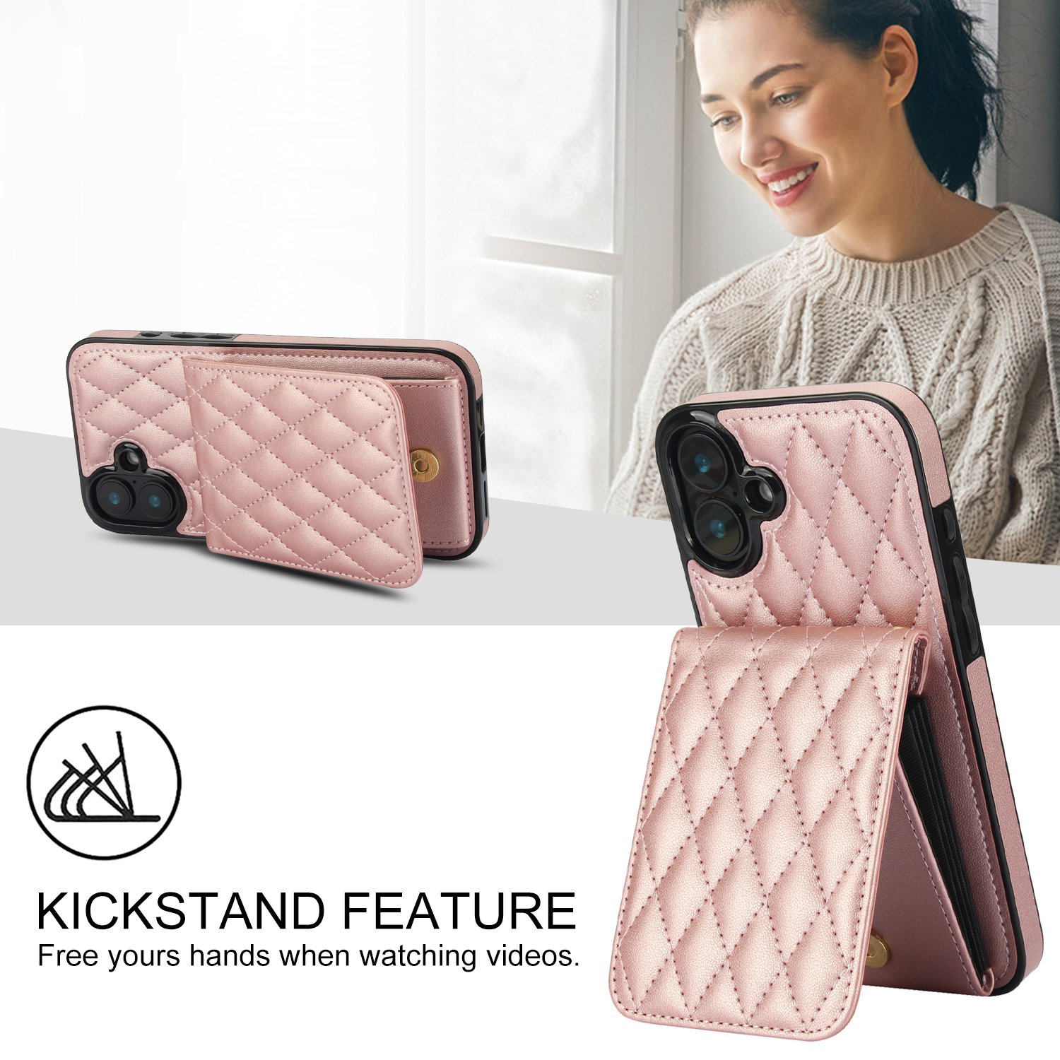 Flexible Strap Shoulder Lanyard Pocket PU Wallet Card Slot Stander TPU Phone Case For iPhone 16 16 Plus 16 Pro 16 Pro Max