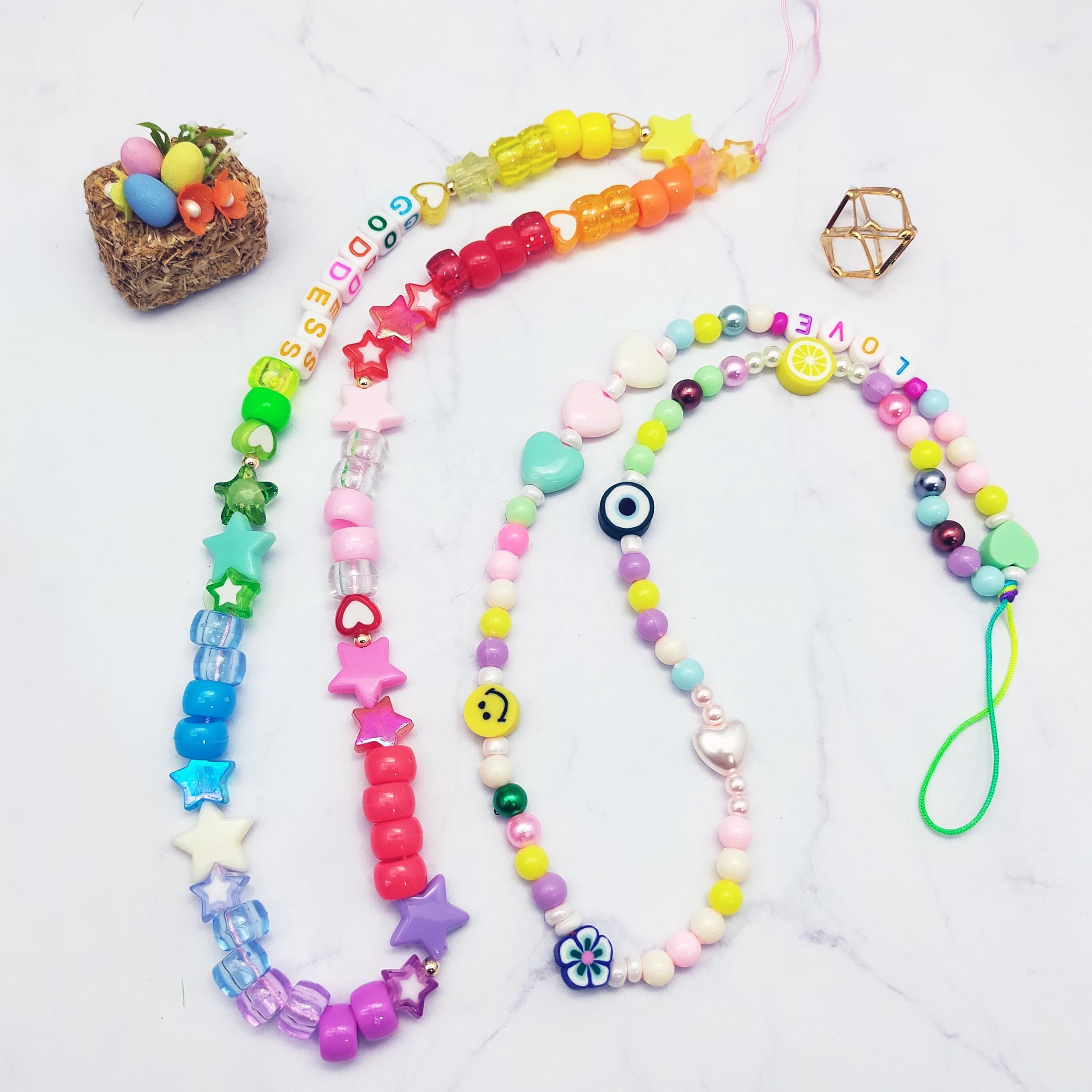 Fashion Jewelry beaded cute lovely mobile phone chains girls phone strap phone charms