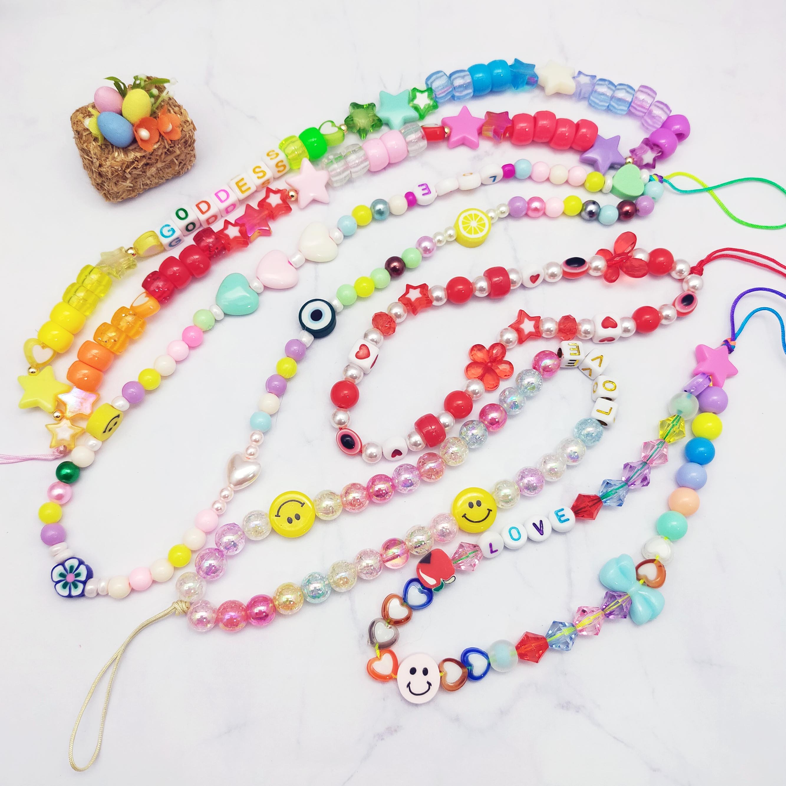 Fashion Jewelry beaded cute lovely mobile phone chains girls phone strap phone charms