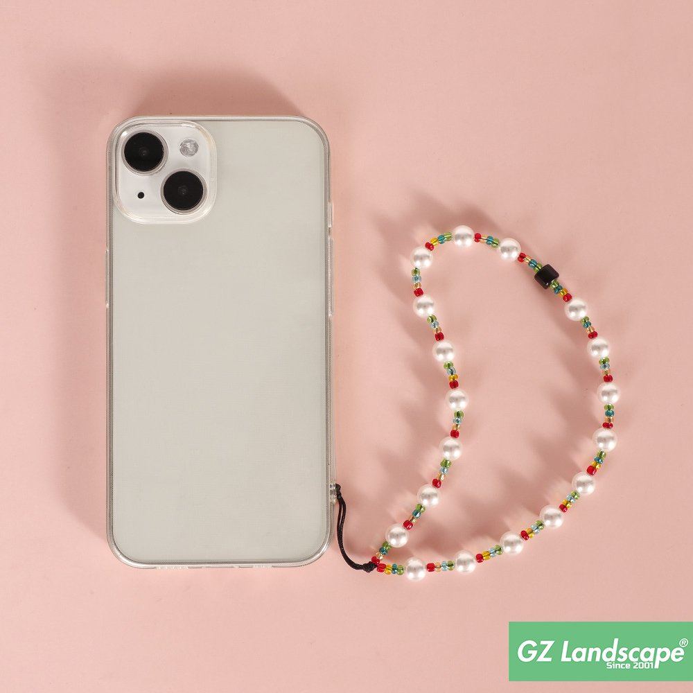 Crystal beads ornament pendant cell phone charm strap premium pink glass pearl mobile phone chain