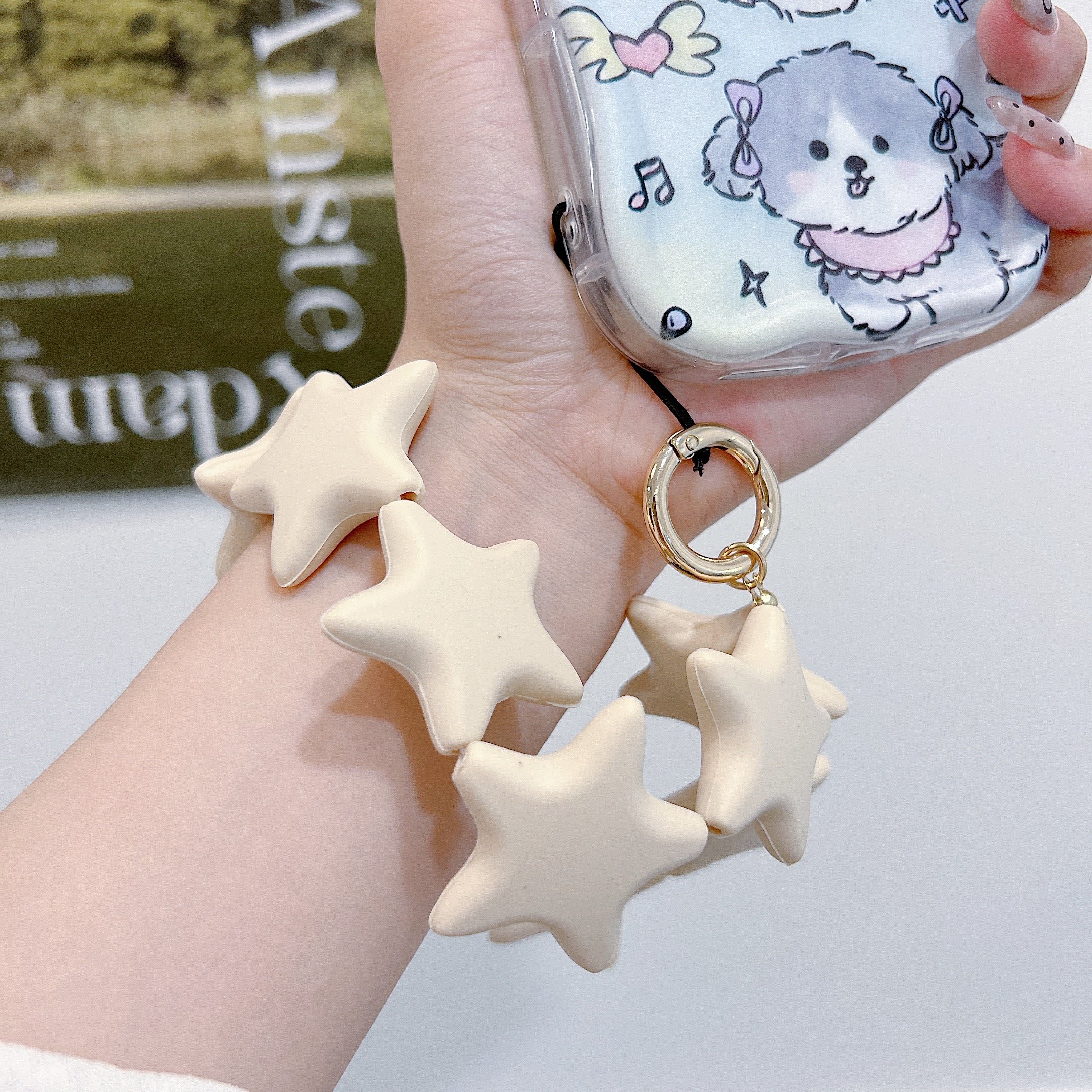 Silicone Star Bead Phone Lanyard Trendy 2024 Unisex Beaded Cellphone Strap Durable Non-Slip Silicone Grip for Phone Cases