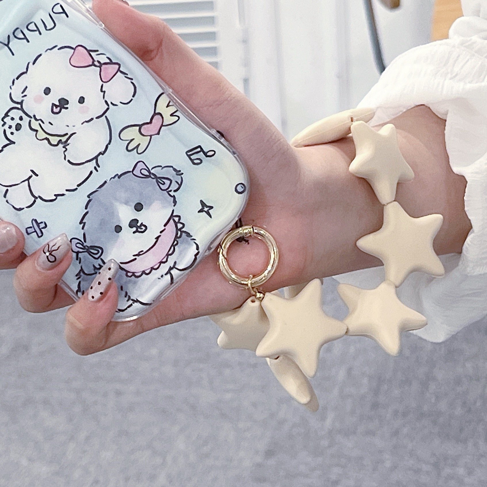 Silicone Star Bead Phone Lanyard Trendy 2024 Unisex Beaded Cellphone Strap Durable Non-Slip Silicone Grip for Phone Cases
