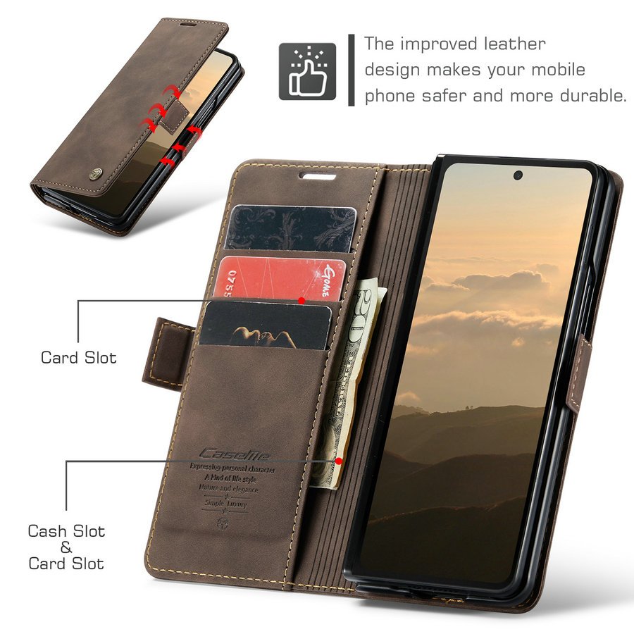 CaseMe Factory Original Wallet Card Holder for Samsung Z Fold 6 5 4 Flip Cover Magnetic Auto Close for Samsung Z Fold 6 Leather