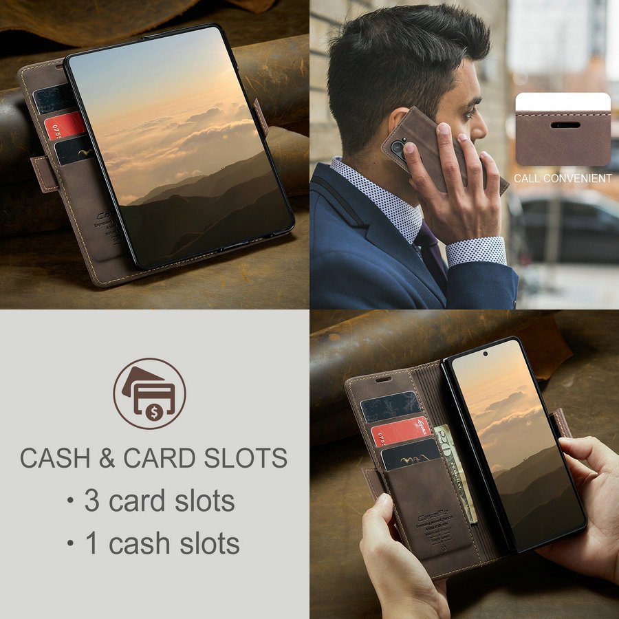 CaseMe Factory Original Wallet Card Holder for Samsung Z Fold 6 5 4 Flip Cover Magnetic Auto Close for Samsung Z Fold 6 Leather