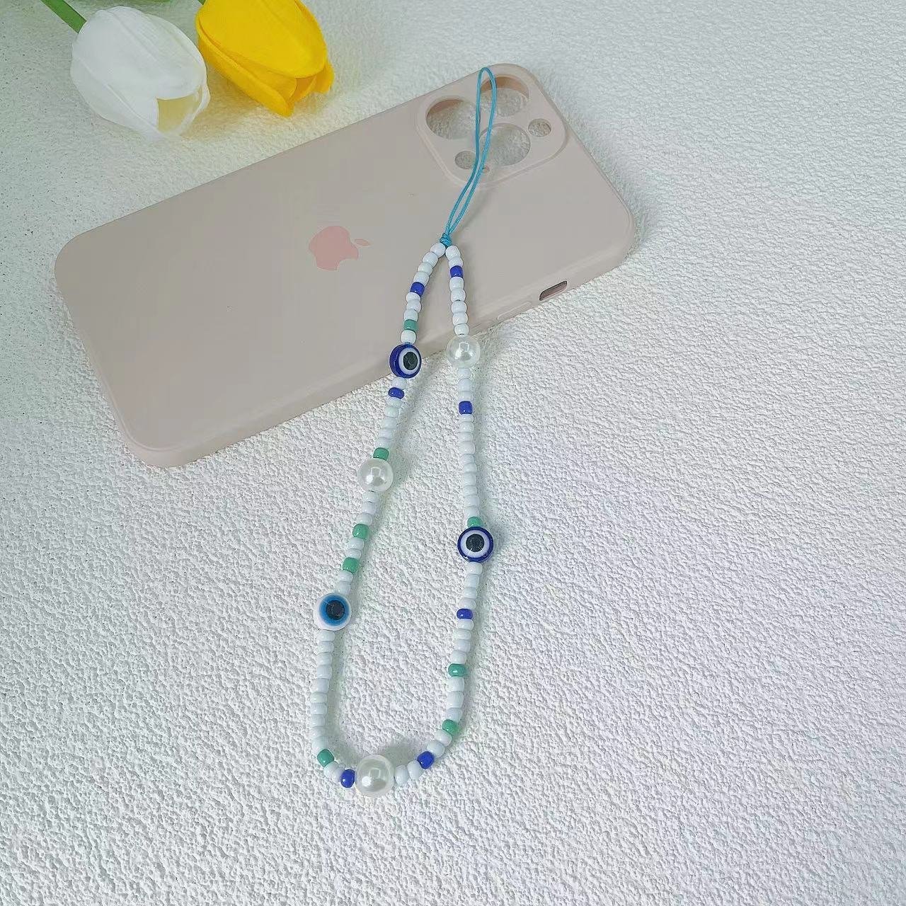 Mobile Phone Case Chains Wristlet Charms String Cell Phone Wrist Bead Charms Cute Phone Charm Strap