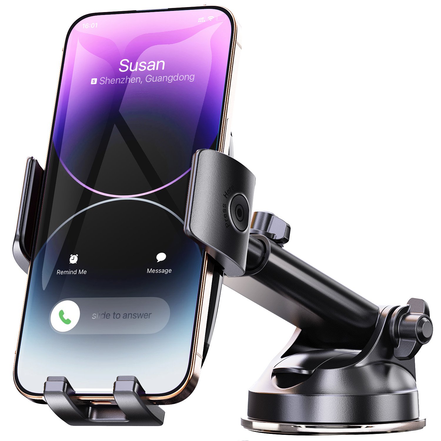 Military-Grade Sticky Suction Car Dash Mount Phone Holder Compatible With 4-7\" IPhones And Other Mobile Phones