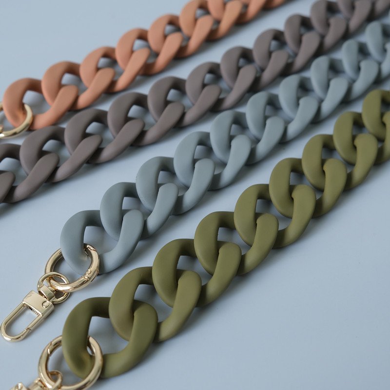 New Matte Acrylic Phone Necklace Holder Chain Detachable Universal Thick Black Rubber Color Mobile Phone Chain 120cm