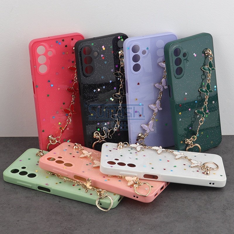 butterfly chian epoxy glitter phone case for iphone 16 15 16 case with strap for tecno spark 10 pro phone case for huawei for xiaom