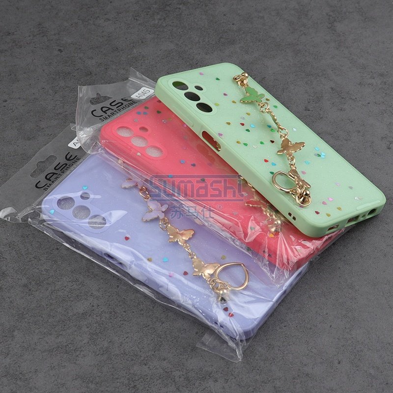 butterfly chian epoxy glitter phone case for iphone 16 15 16 case with strap for tecno spark 10 pro phone case for huawei for xiaom