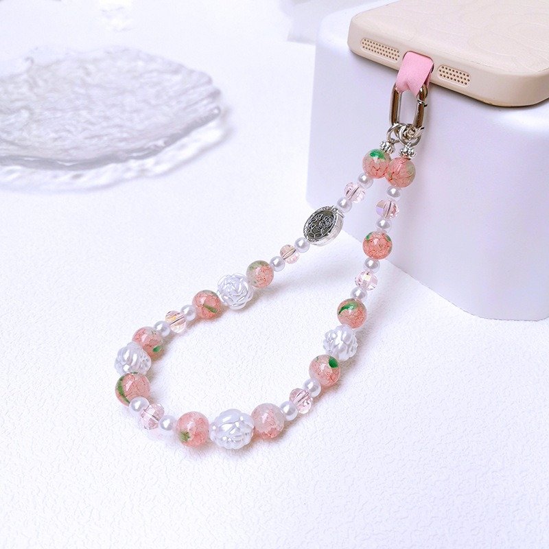 Ins Retro Floral Beads Detachable Phone Pendant Multiple Colors Mobile Phone Charm Strap Optional Universal Short Phone Lanyard