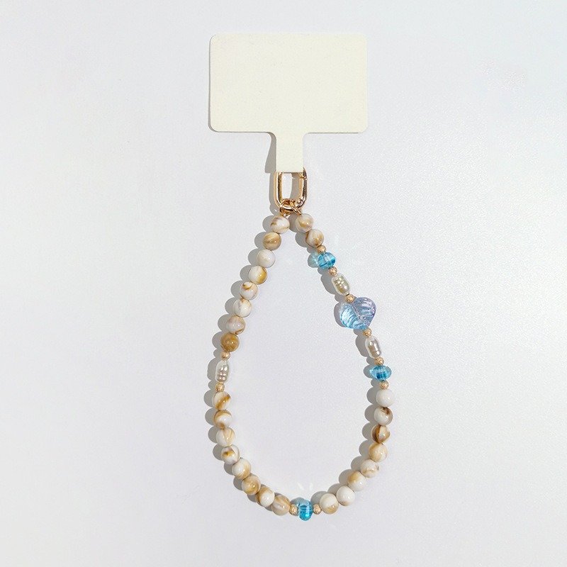 Ocean Series Shell Charm Beige Acrylic Beads Phone Chain Necklace Multi Use Long Crossbody Necklace Mobile Phone Hanging Strap