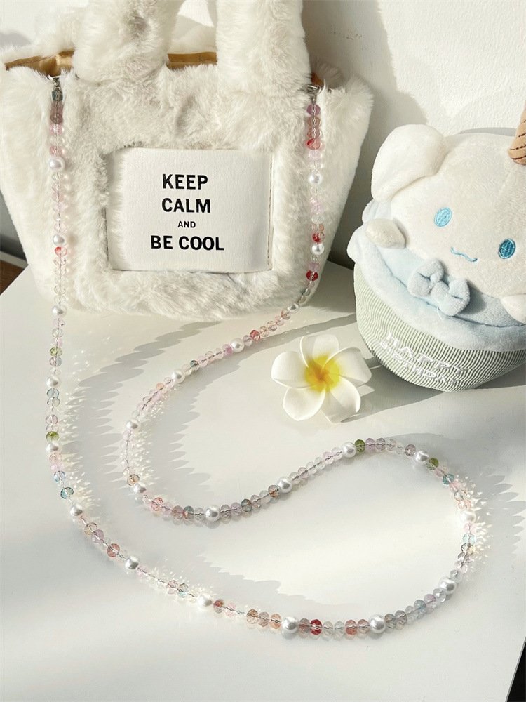 Colorful Acrylic Crystal Beaded Mobile Phone Chain Straps Cute Girl Crossbody Hanging Shoulder Neck Plastic Mobile Phone lanyard