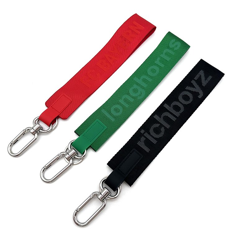 YYX Wholesale Custom Nylon Jacquard Keychain Mobile Phone Wrist Strap Short Jacquard Keychain Nylon Decorative Accessories