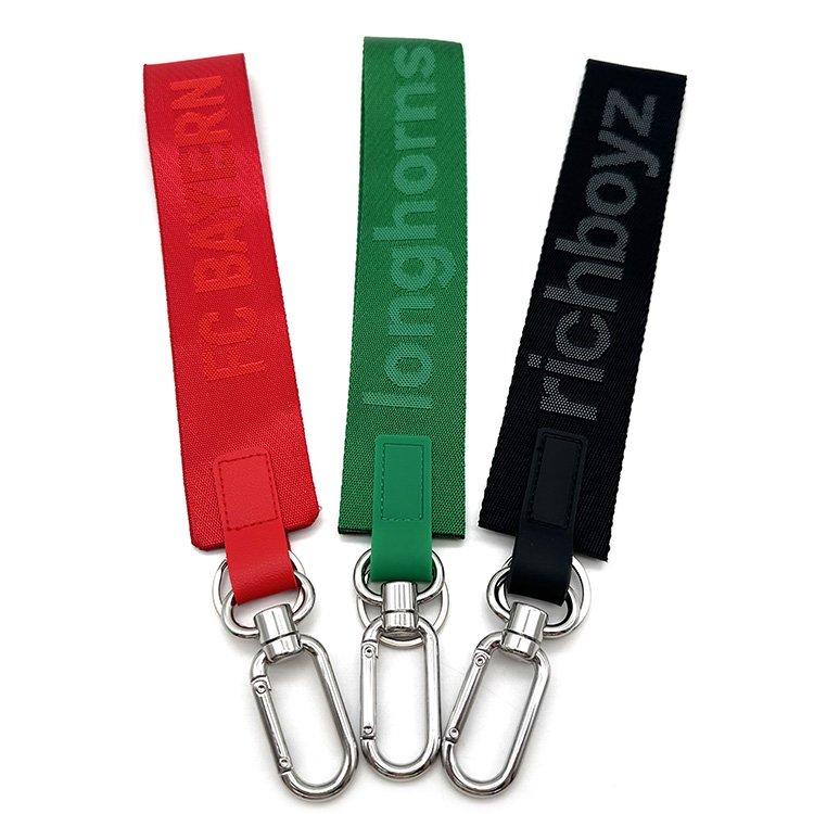 YYX Wholesale Custom Nylon Jacquard Keychain Mobile Phone Wrist Strap Short Jacquard Keychain Nylon Decorative Accessories