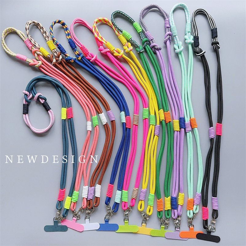Personalized Trend Double Color Mobile Phone Universal Lanyard Diagonal Span Long Rope Shoulder Strap Rope Fashion Safety Rope