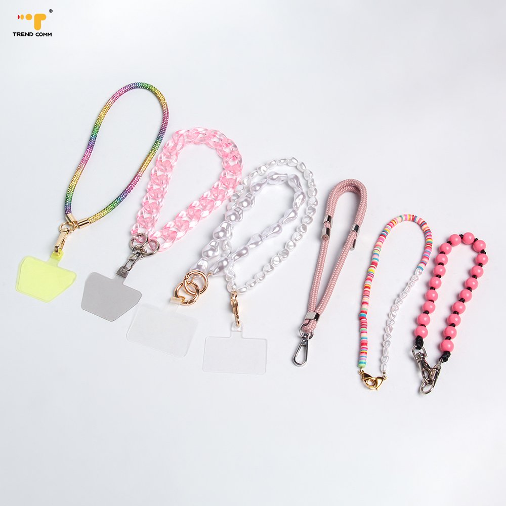 Freshwater Beaded Wrist Lanyard White Pearl Shell Phone Case String Strap