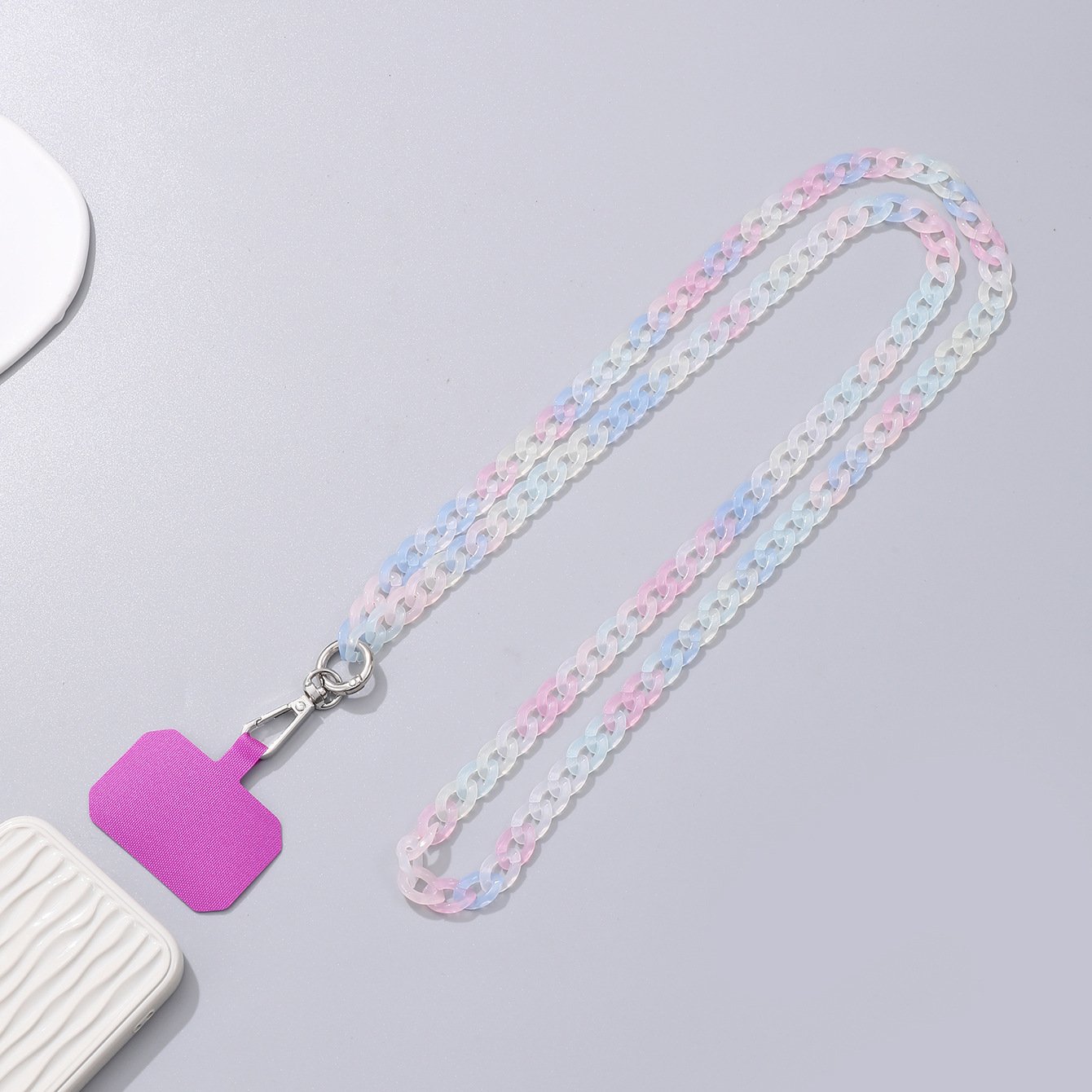 2024 Colorful Custom Design Anti-lost Mobile Phone Straps Accessories Matte Acrylic Chain for Mobile Phone Strap Lanyard