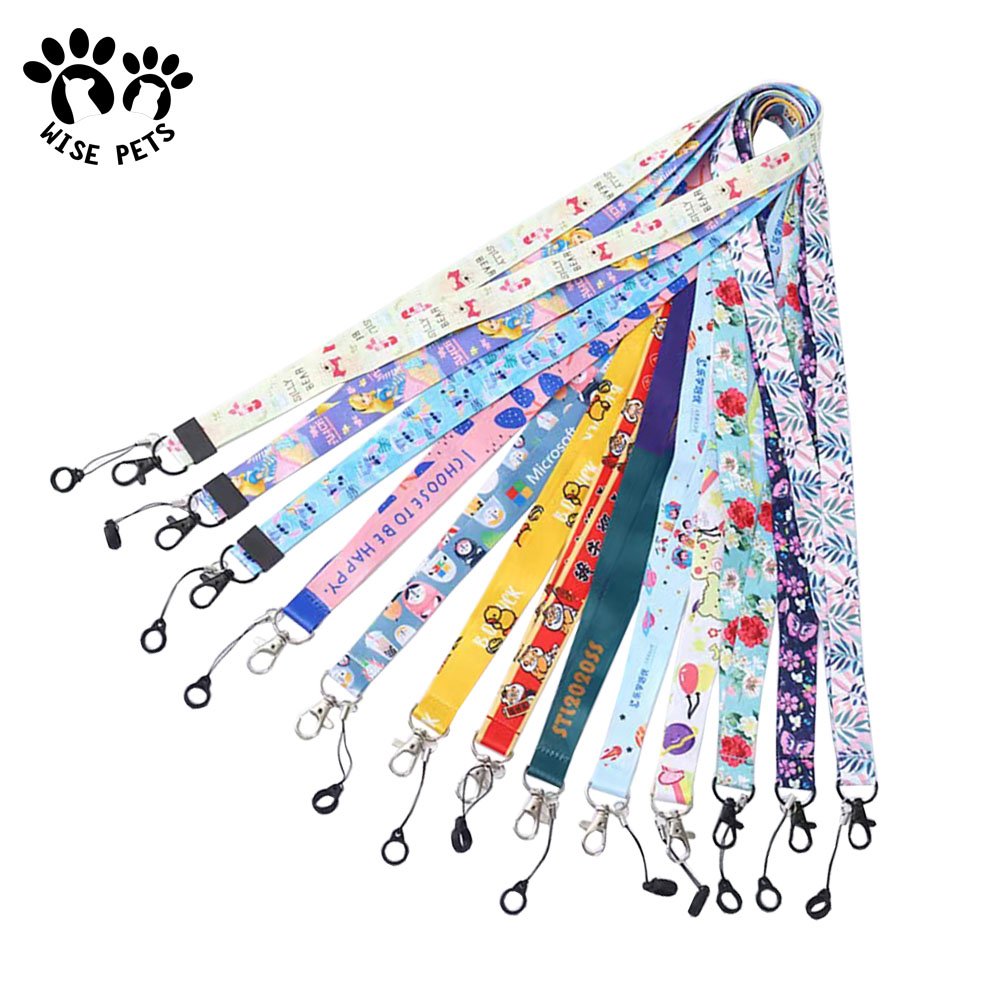 Wholesale custom silicon ring key chain lanyards id badge neck strap sublimation printed rubber loop polyester lanyard for sale