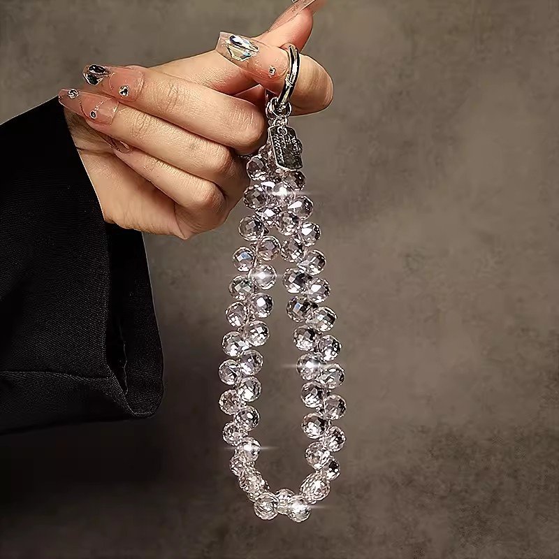 Mobile Phone Lanyard High-end Luxury Short Water Drop Crystal Hanging Chain Hand-beaded Wrist Chain Hand-held Pendant