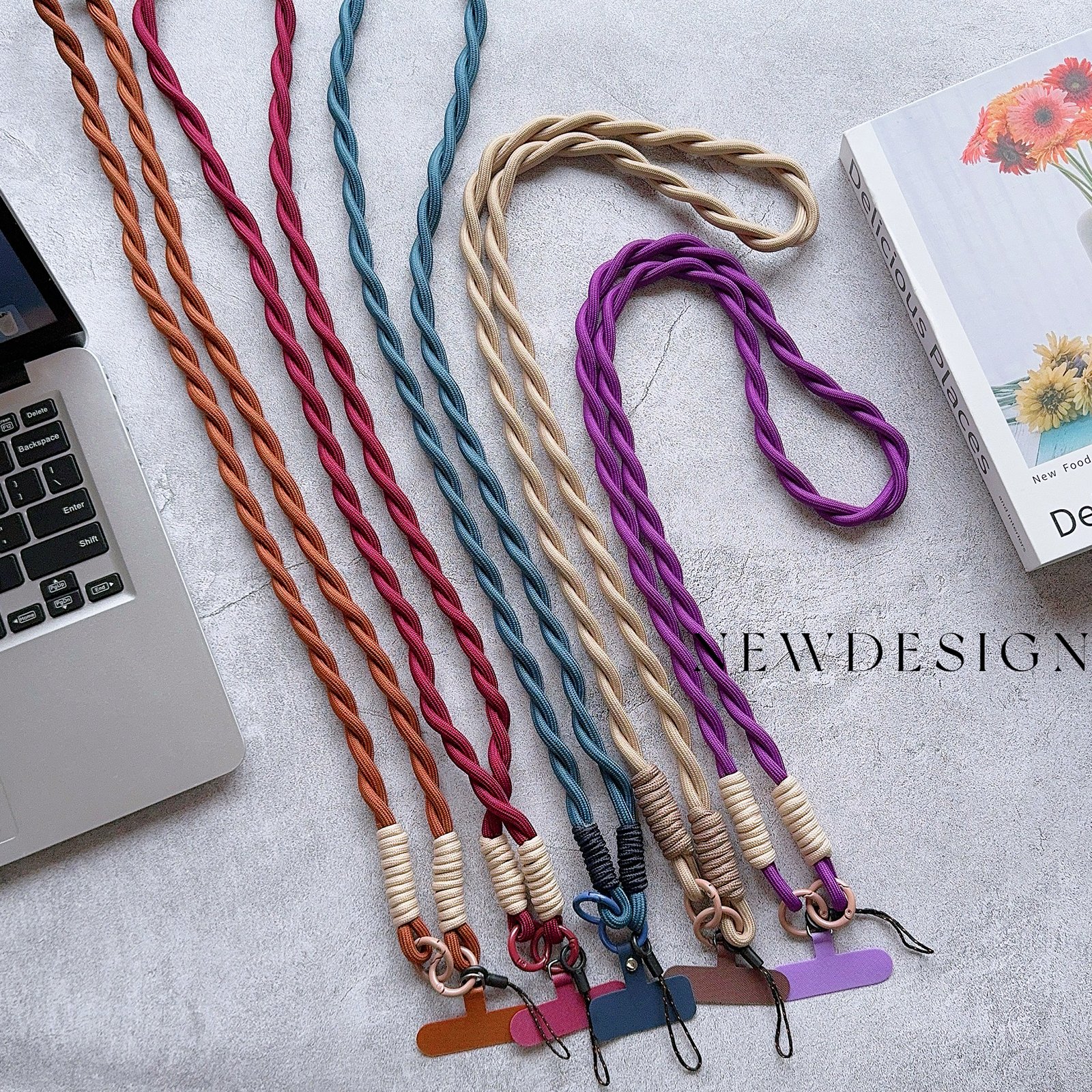 High Quality Solid Color Durable Mobile Phone lanyard Gold Fashion Diagonal Long Rope Shoulder Strap Safety Anti-Loss Lanyard