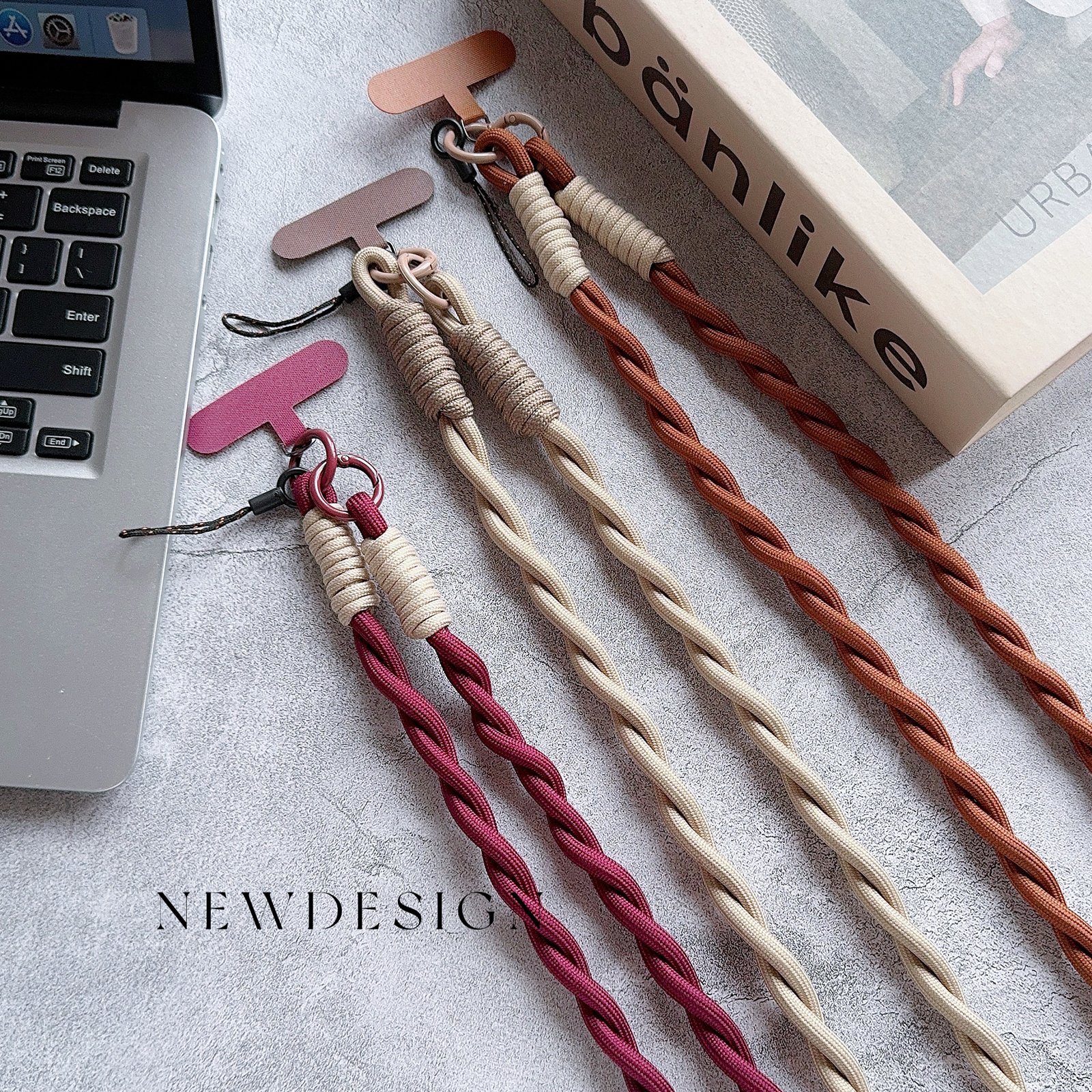 High Quality Solid Color Durable Mobile Phone lanyard Gold Fashion Diagonal Long Rope Shoulder Strap Safety Anti-Loss Lanyard