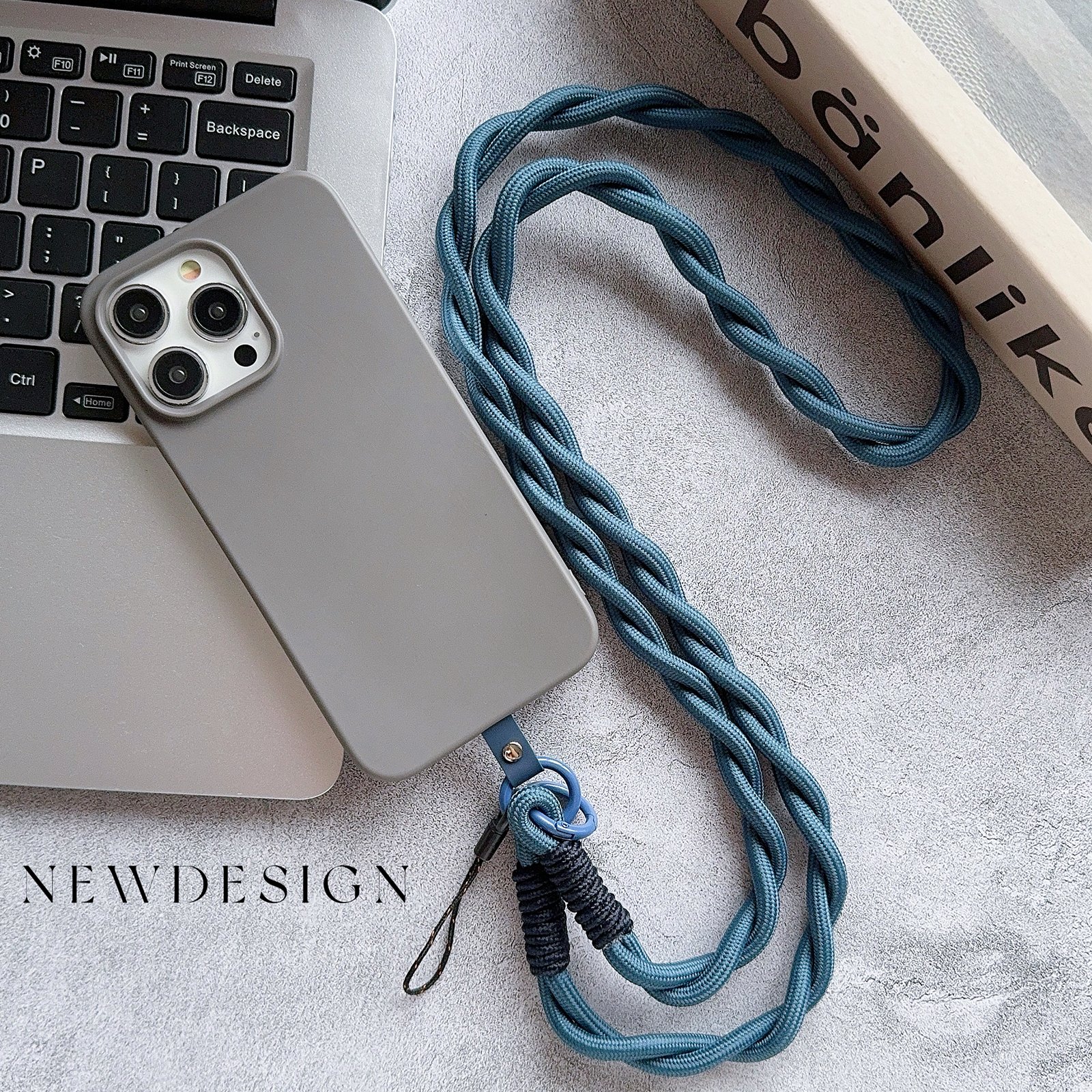 High Quality Solid Color Durable Mobile Phone lanyard Gold Fashion Diagonal Long Rope Shoulder Strap Safety Anti-Loss Lanyard