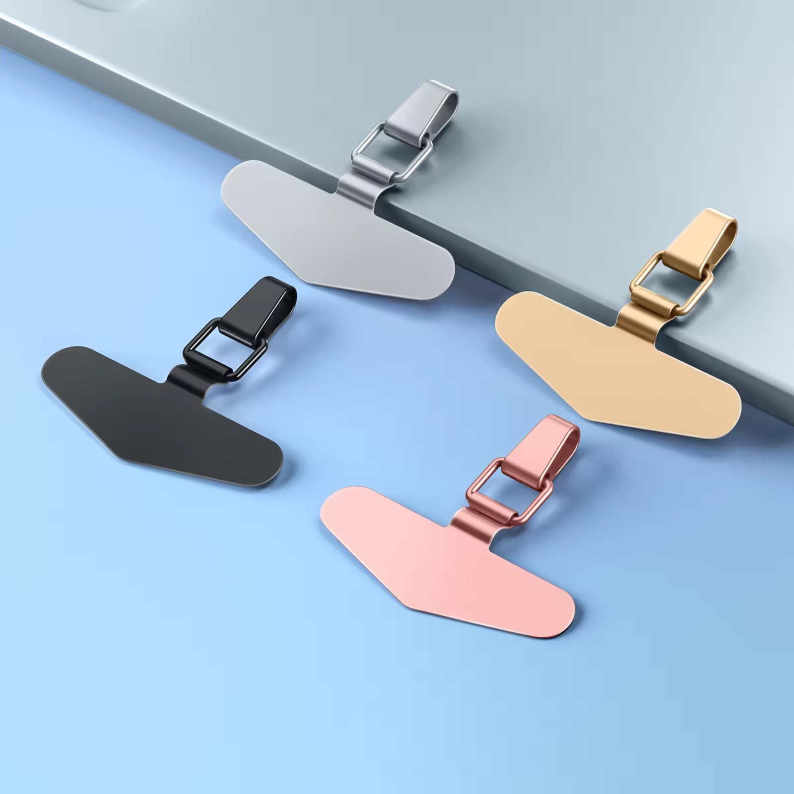 Hot Universal Stainless Steel Slip D-Ring Mobile Phone Strap Phone Lanyard Patch in Rope Shape Metal Clip Phone Tether Tab