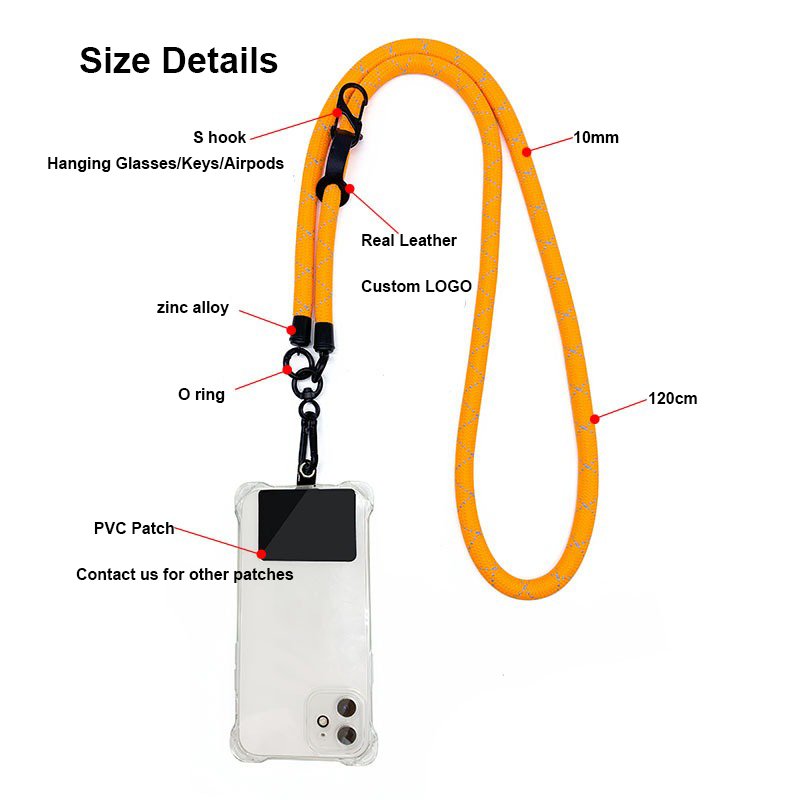 10mm Thick Mobile Phone Necklace Durable Camera Strap Custom Logo Phone Hanging Strap Universal Cell Phone Strap Lanyard Men