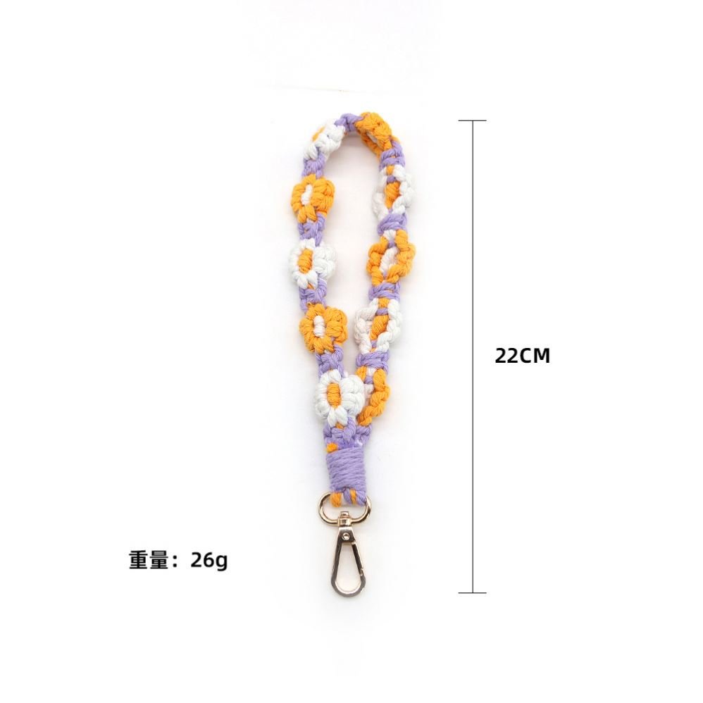 bag charms pendant Wrist strap Wristlet Bracelet key chains hand-woven diy mobile phone chain Daisy flower braided rope keychain