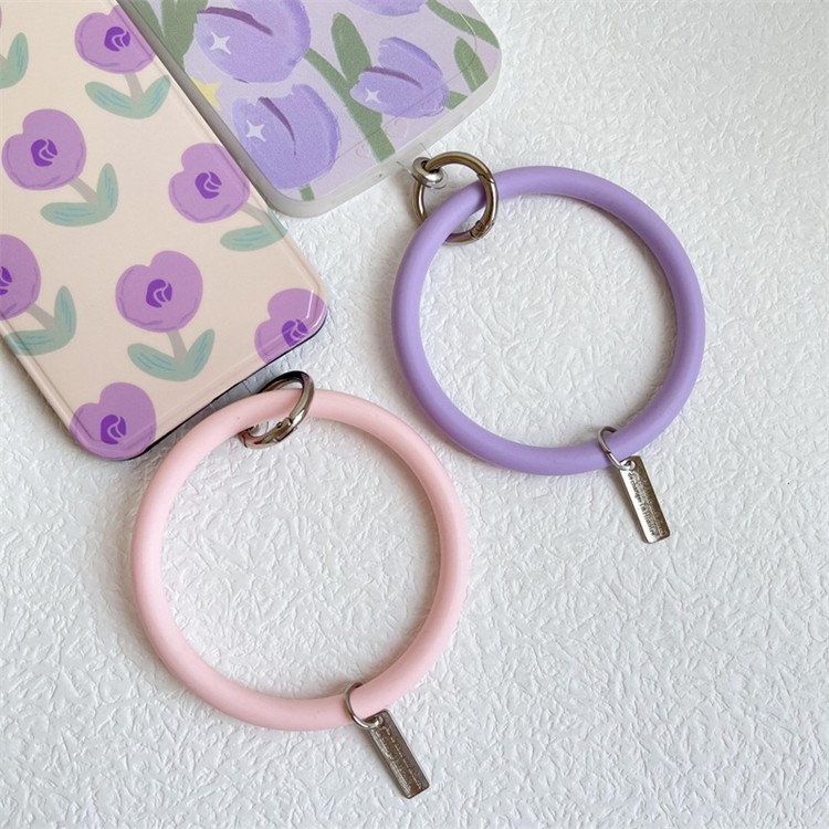 Fashion Soft Silicone Phone Strap Circle Anti Lost Keychain Phone Case with Strap Loop Wrist Strap Lanyard Universal Key Chain