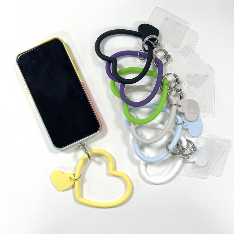 Fashion Soft Silicone Phone Strap Circle Anti Lost Keychain Phone Case with Strap Loop Wrist Strap Lanyard Universal Key Chain