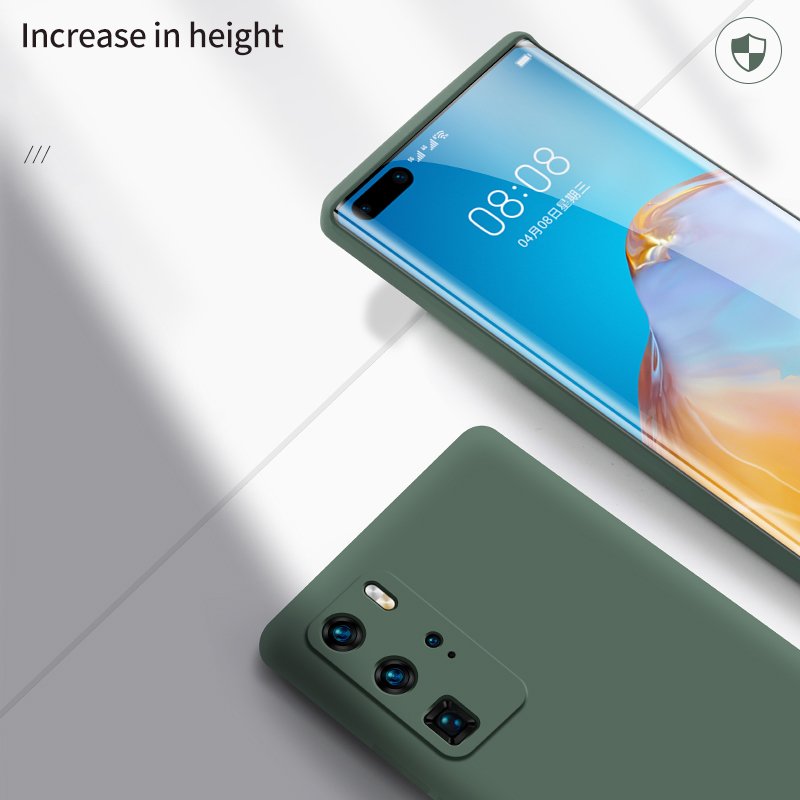 Liquid Silicone Phone Case For Huawei P40 Lite P30 P20 Lite Pro Mate 40 30 20 Pro With Strap Soft Solid Color Back Cover