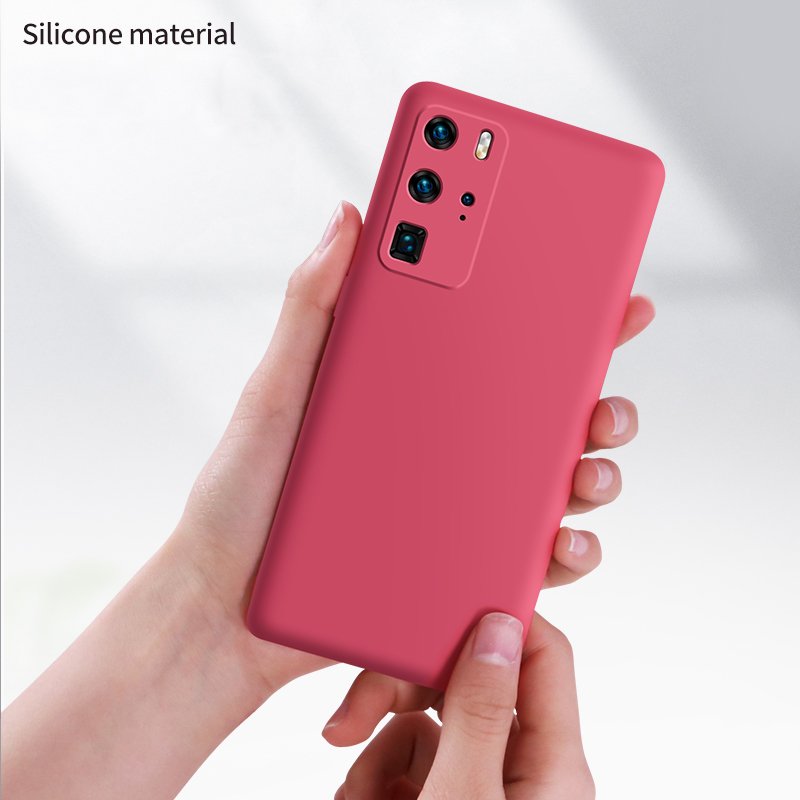 Liquid Silicone Phone Case For Huawei P40 Lite P30 P20 Lite Pro Mate 40 30 20 Pro With Strap Soft Solid Color Back Cover
