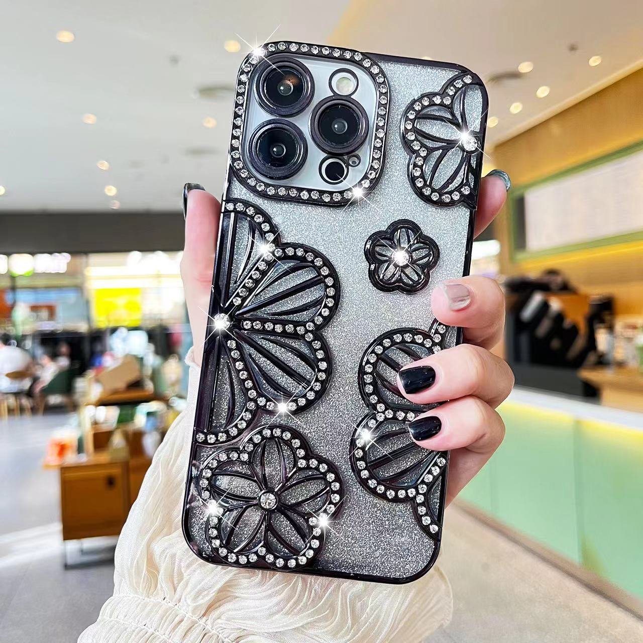 new diamond glitter flash ladies china decorative flower smrt mobile phone case for iphone X 6 16 15 14 13 12 11 covers shells