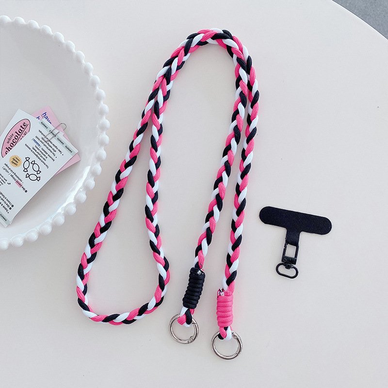 Universal Crossbody Phone Lanyard with Patch Colorful Nylon Braided Chain Anti-loss Cell Phone Strap Holder Phone Lanyard