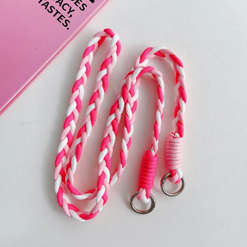 Universal Crossbody Phone Lanyard with Patch Colorful Nylon Braided Chain Anti-loss Cell Phone Strap Holder Phone Lanyard